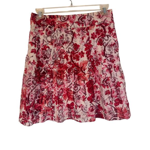 Gap Womens Midi Skirt Red White Floral Design Side Zipper Size 4 Casual Romantic - Picture 2 of 11